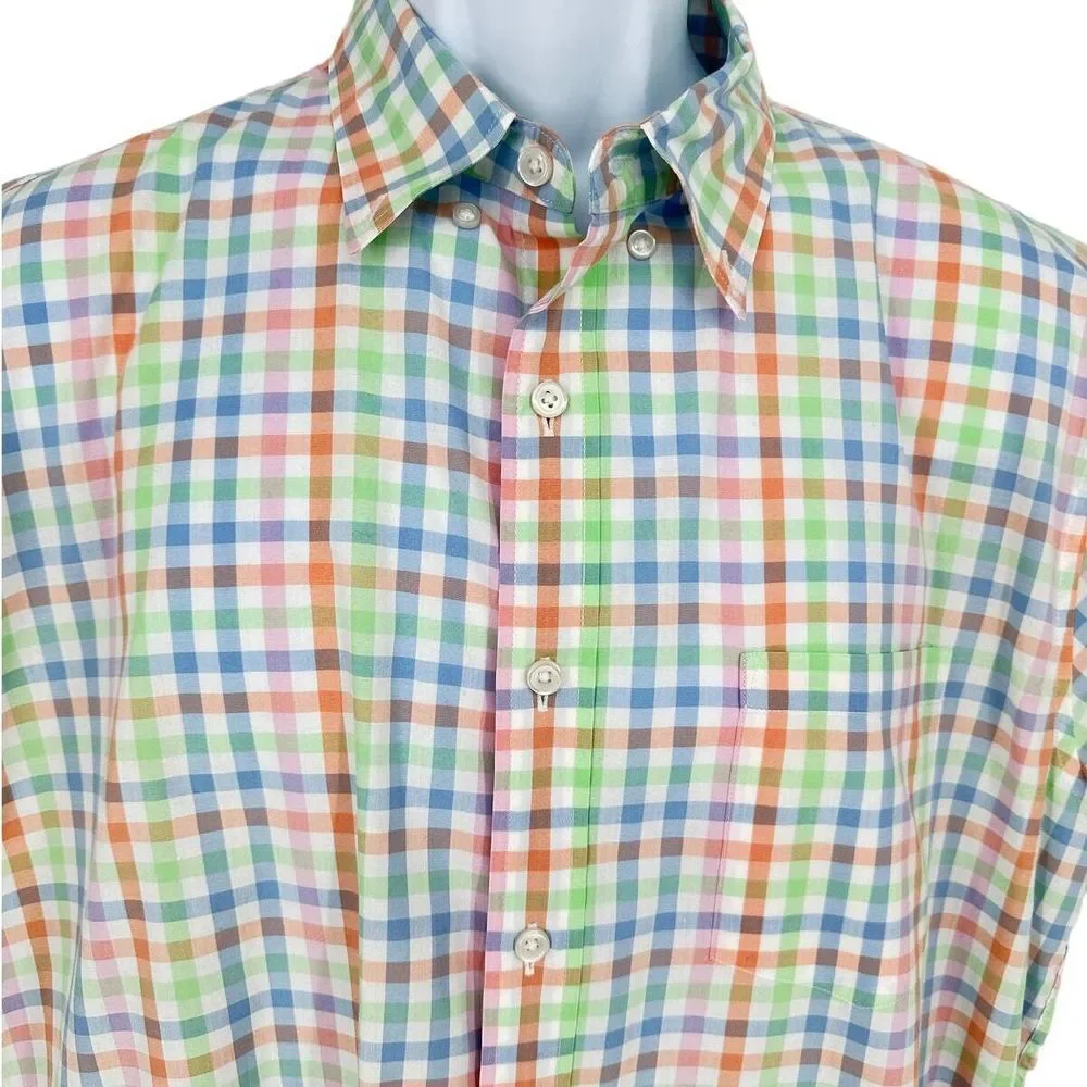 J. Crew Flex Men's SZ L Pastel Plaid Button Down Shirt Short‎ Sleeves Multicolor